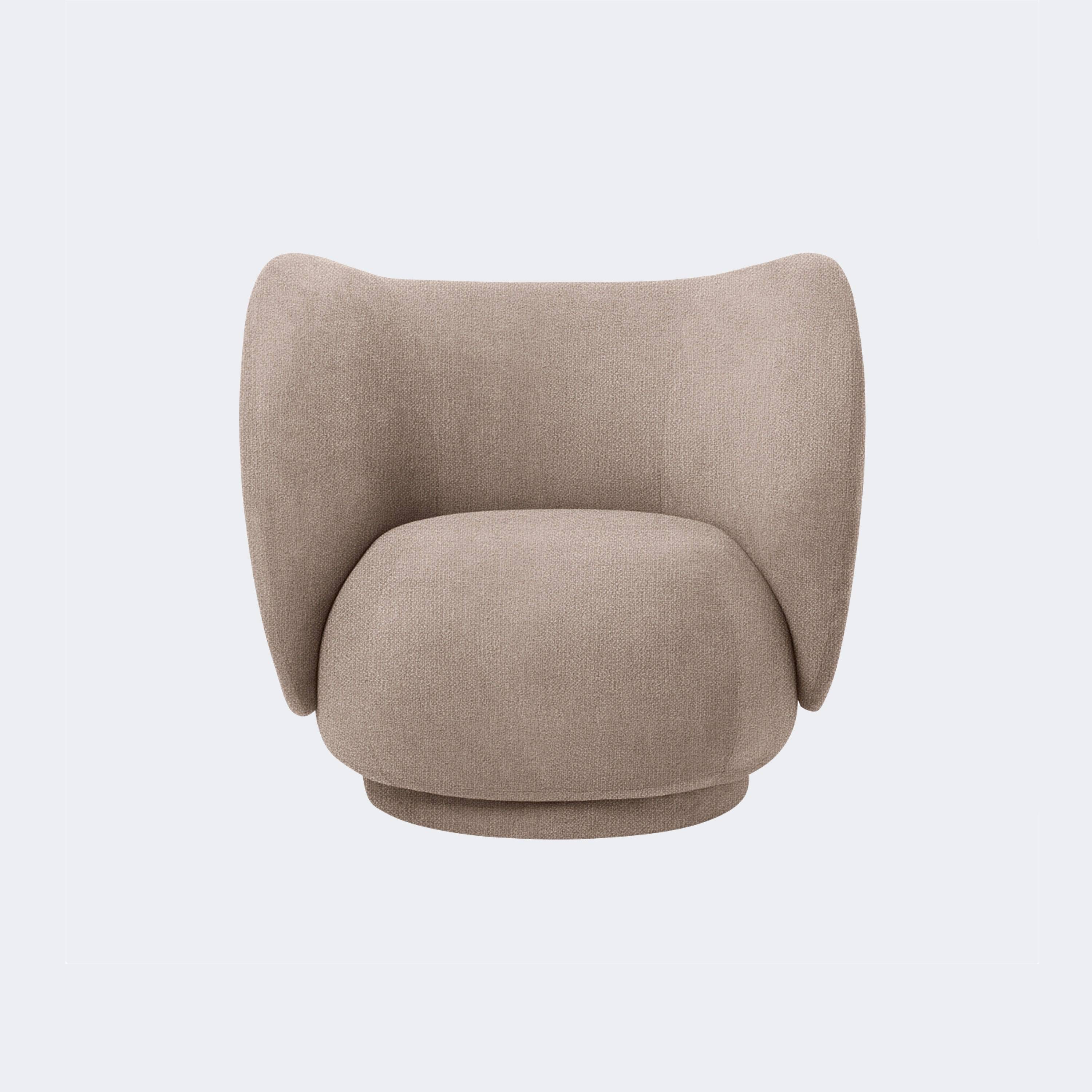Ferm Living Rico Lounge Chair - Swivel Base Ready To Ship Boucle Sand - KANSO#Fabric_Boucle Sand