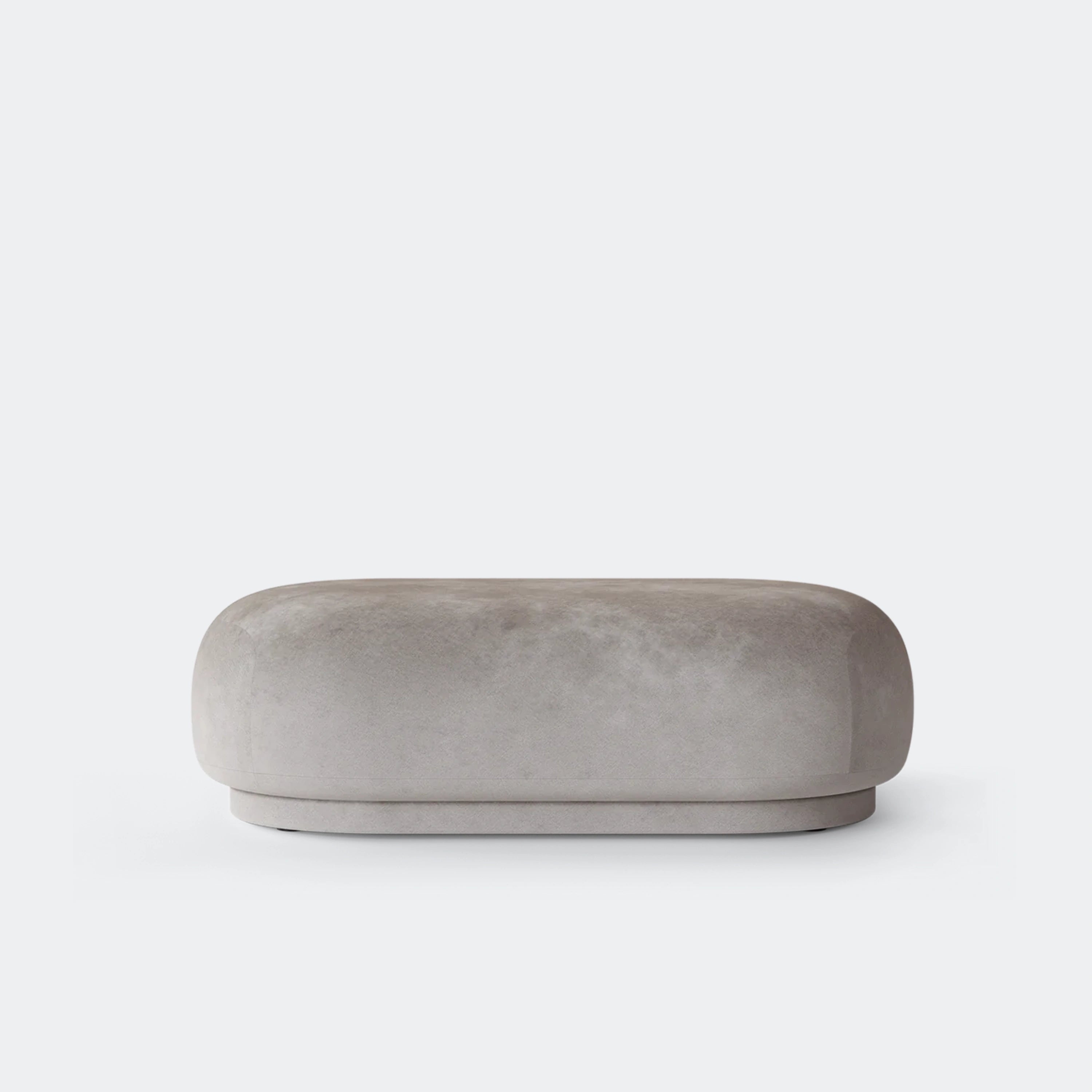 Ferm Living Rico Ottoman Made To Order (12-14 Weeks) Faded Velvet, Concrete - KANSO#Fabric_Faded Velvet, Concrete