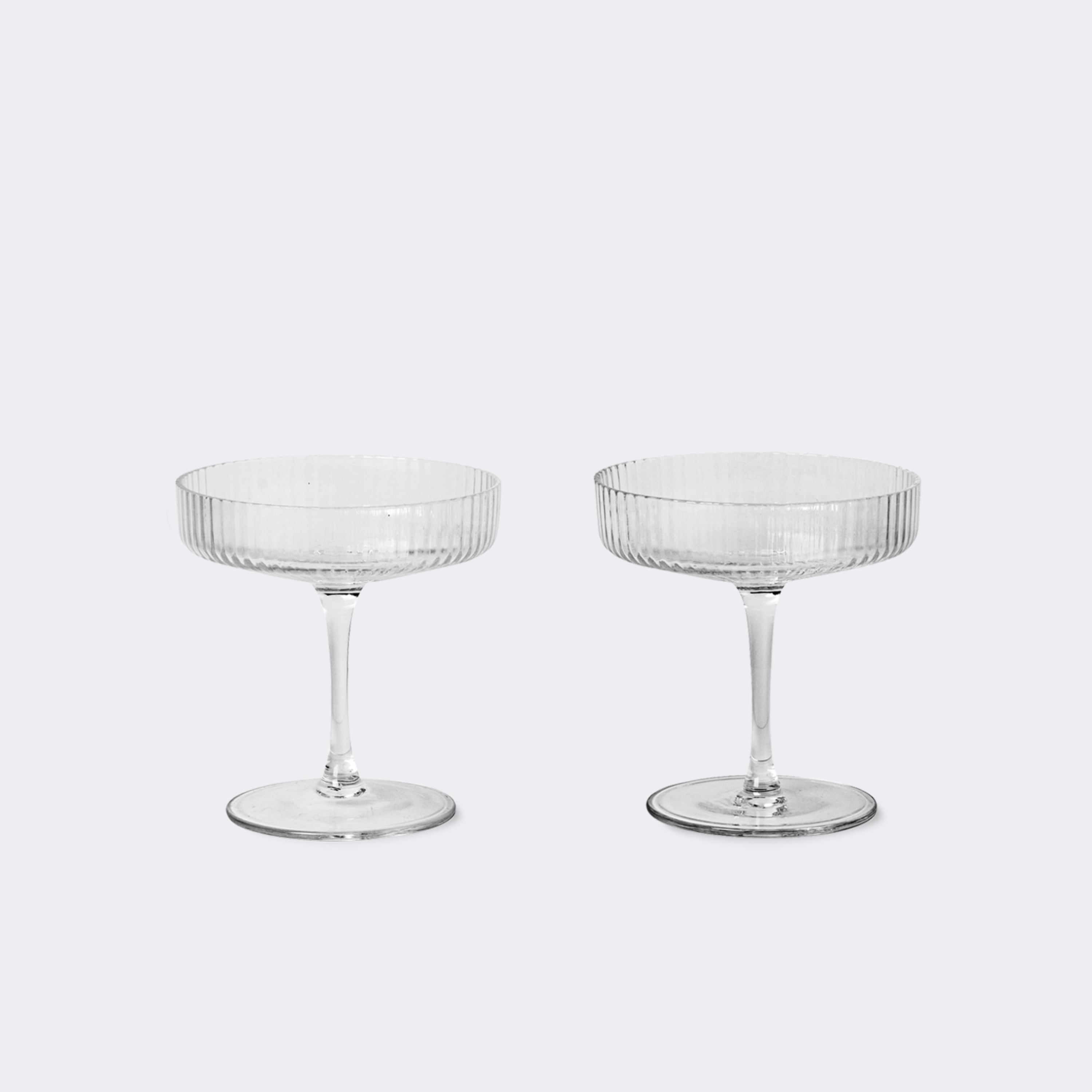 Ferm Living Ripple Champagne Saucers, Set of 2 Clear - KANSO#color_clear